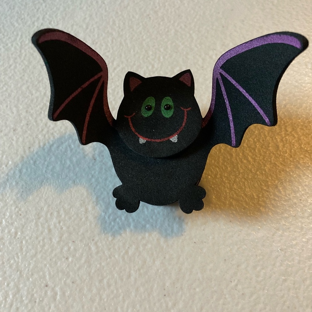 Black Bat Halloween Decorative Clothing Pin by Hallmark About 3” wide x 2” tall